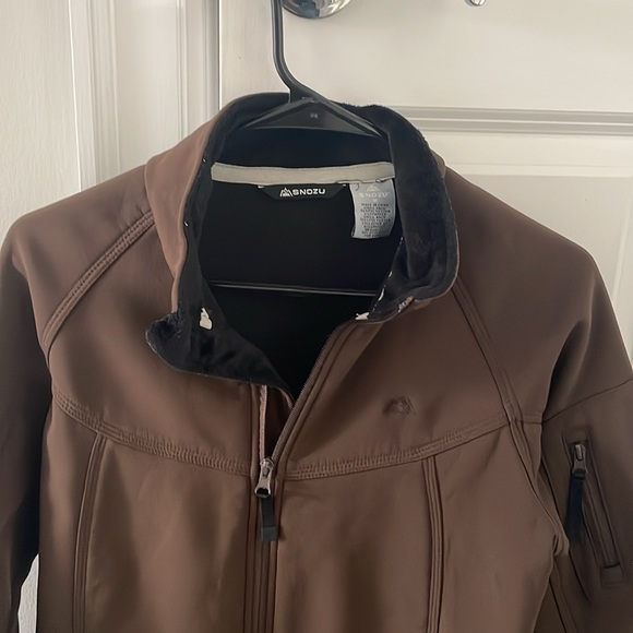 Snozu brown fleece lined windbreaker jacket coat size medium - Picture 3 of 7